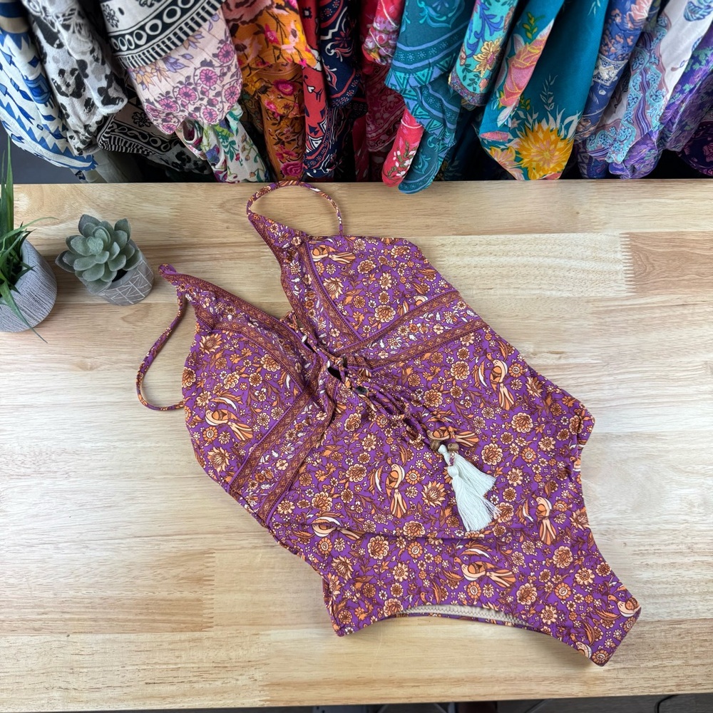 ✨ Spell Gypset Lace Up One Piece ✨ Plum ✨ S
